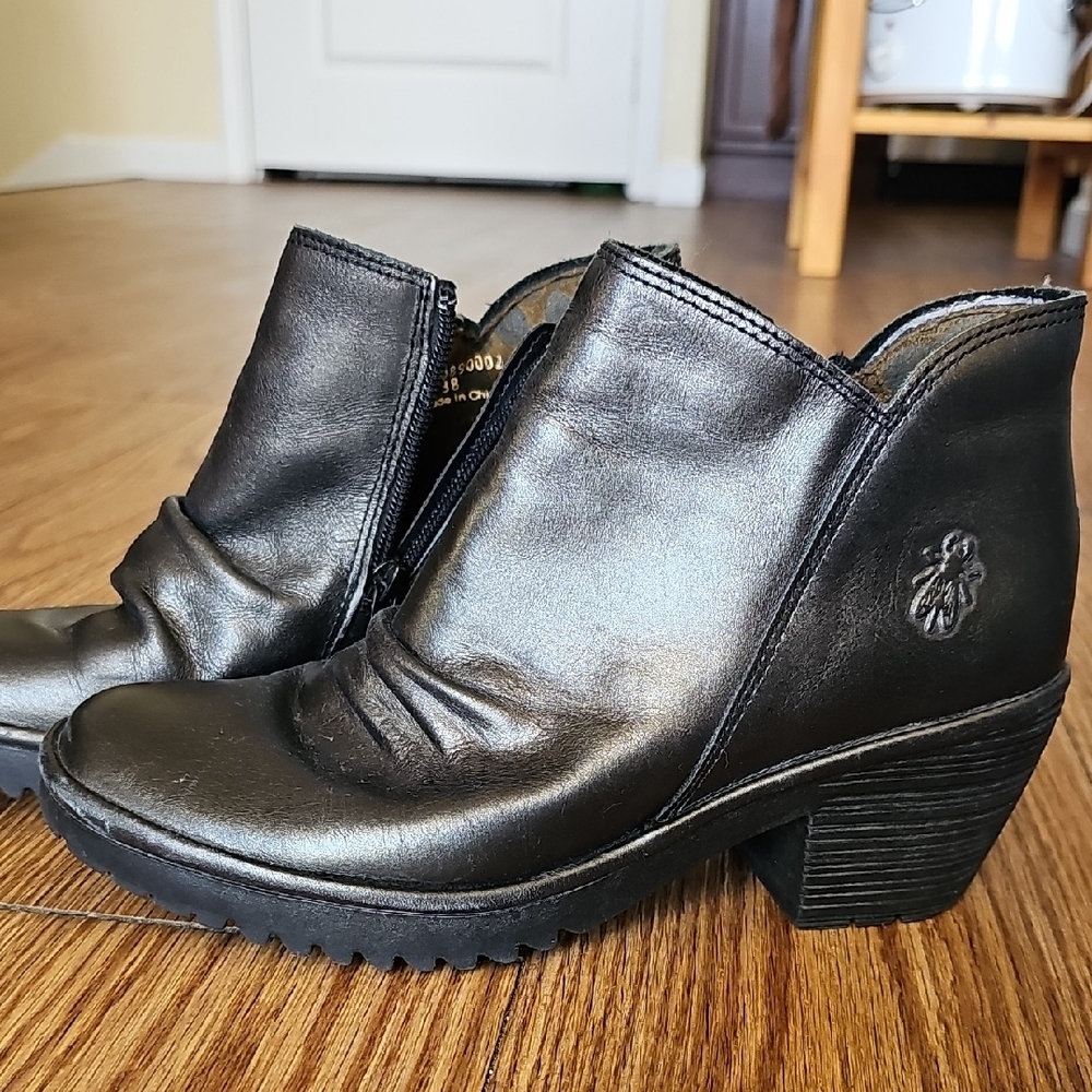 Fly London Black Leather Ankle Boots